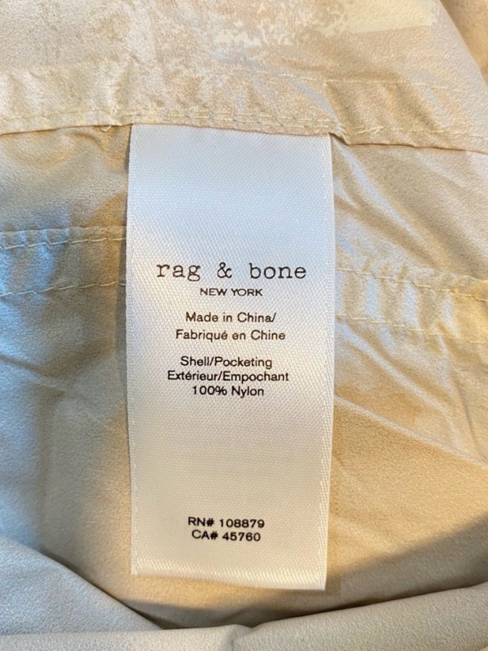 NWT Rag & Bone Beige Camo Hooded Utility Windbreaker Jacket Medium - Picture 9 of 9